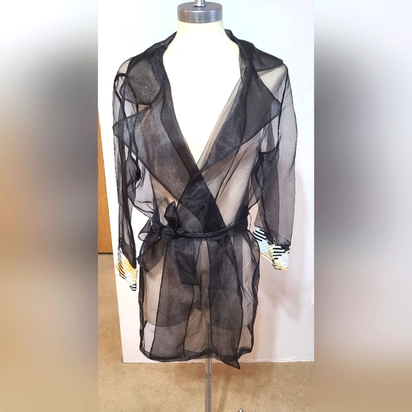TRENCH COAT Sheer ORGANZA OVERCOAT WITH BELT - Picture 1 of 9